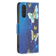 Etui z klapką do Samsung Galaxy A25 5G, Wallet, butterfly, niebieskie + szkło 9H