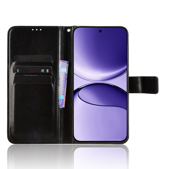 Etui z klapką do Xiaomi Poco F7, Crazy Horse Wallet - czarne