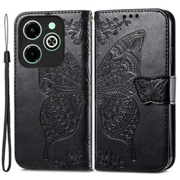 Etui z klapką do Infinix Hot 40i, Butterfly, czarne