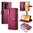 Etui z klapką do Oppo Reno 13 Pro 5G, Wallet Zipper Pocket, czerwone
