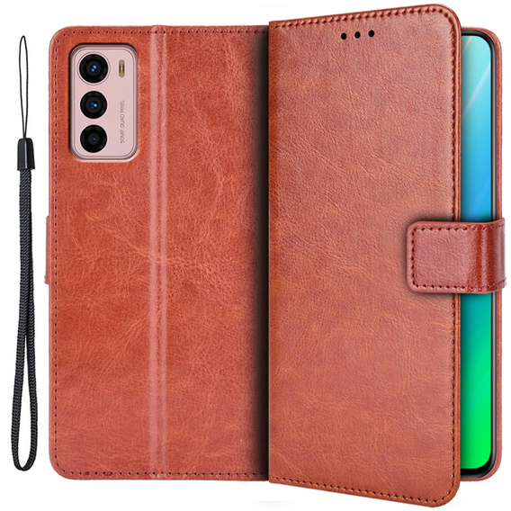 Etui z klapką do Motorola Moto G42 4G, Crazy Horse Wallet, brązowe