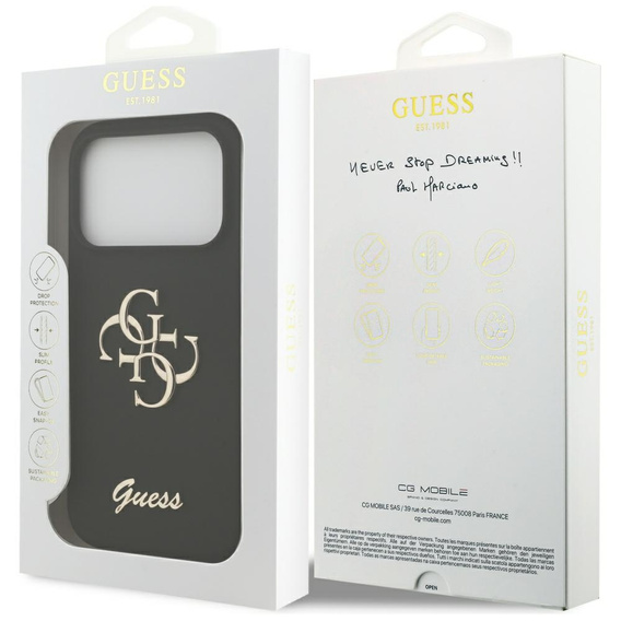Etui GUESS do iPhone 17 Pro, Big 4G Script, czarne