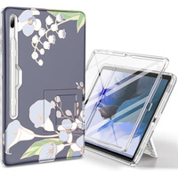 Etui do Samsung Galaxy Tab S7 FE, Suritch Full Body Flowers, szare