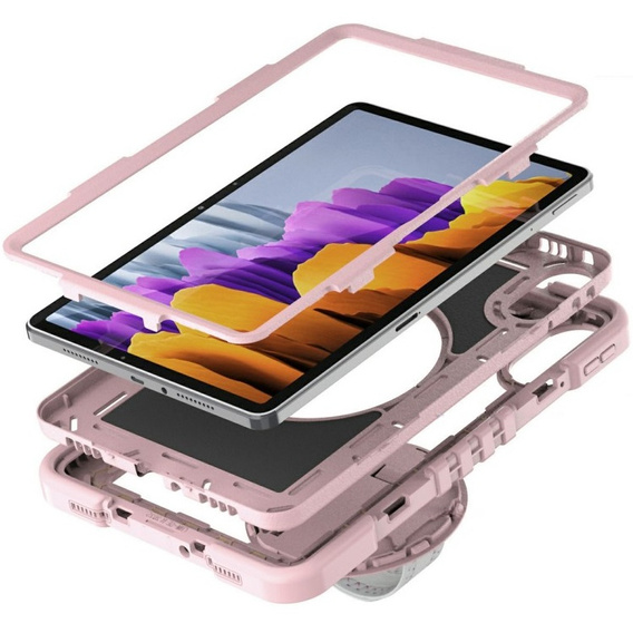 Pancerne etui do Xiaomi Redmi Pad 2, z podstawką i paskiem na ramię – różowe
