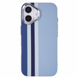 Etui do iPhone 16, Carbon Fiber MagSafe, niebieskie