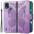 Etui z klapką do Nokia C21 Plus, Butterfly, fioletowe