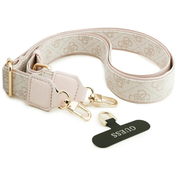 Etui GUESS do iPhone 17 Pro, 4G Strass Logo, do MagSafe, z paskiem, różowe