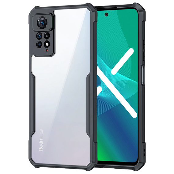 Zestaw Etui do Xiaomi Redmi Note 11 / 11S, AntiDrop Hybrid, przezroczyste z czarną ramką + Szkło