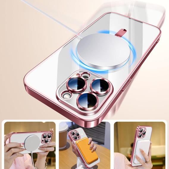 Etui do iPhone 15 Pro Max, Electro MagSafe, różowe + Szkło na ekran