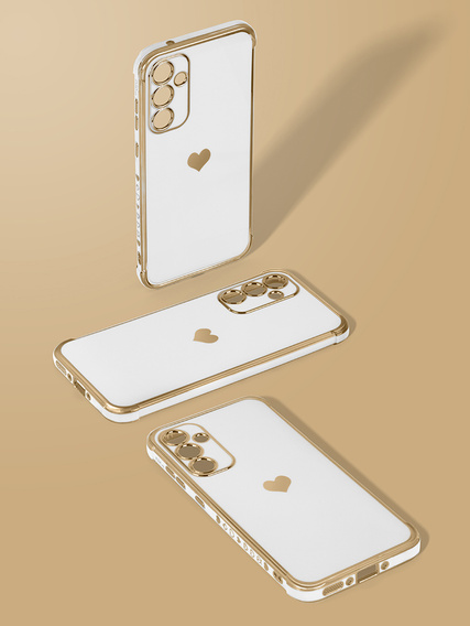 Etui do Samsung Galaxy A35 5G, Electro heart, białe + Szkło Full Glue Ceramic