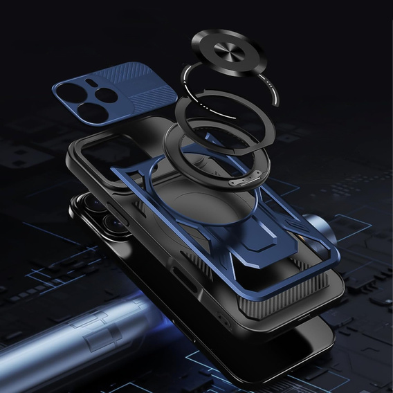 Etui Magnetyczne z Podstawką do Xiaomi Redmi Note 14 4G – Niebieskie