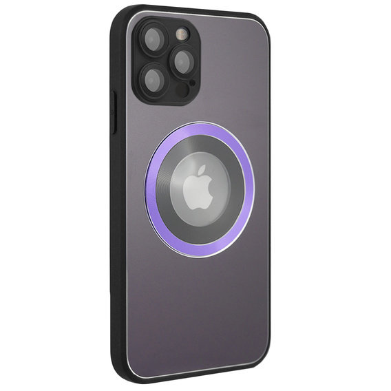 Zestaw Etui do Magsafe do iPhone 12 Pro Max, Hole for Apple Logo, fioletowe + Szkło
