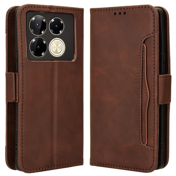 Etui z klapką do Infinix Note 40 Pro, Card Slot, brązowe