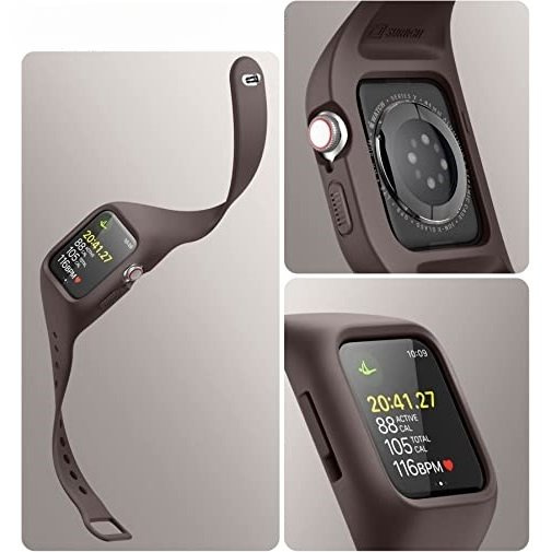 Pasek + Etui Suritch do Apple Watch 4/5/6/7/8/SE 44/45mm, brązowy