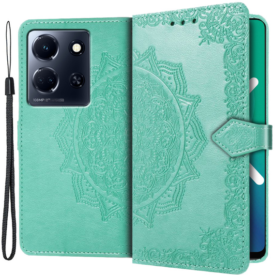 Etui z klapką do Infinix Note 30 5G, Mandala, zielone