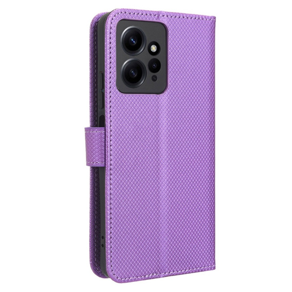 Zestaw Etui do Xiaomi Redmi Note 12 4G, portfel z klapką, Smart Magnet, Fioletowe + Szkło 9H