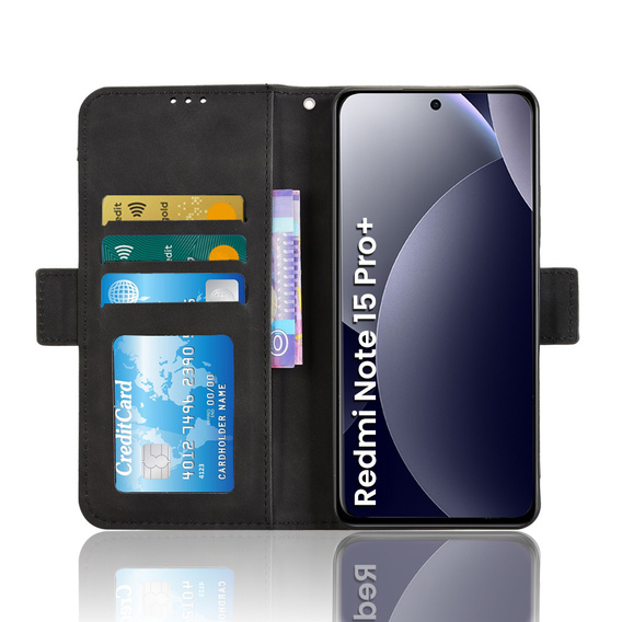 Etui z klapką do Xiaomi Redmi Note 15 Pro Plus 5G / Poco M8 Pro 5G, Card Slot, czarne