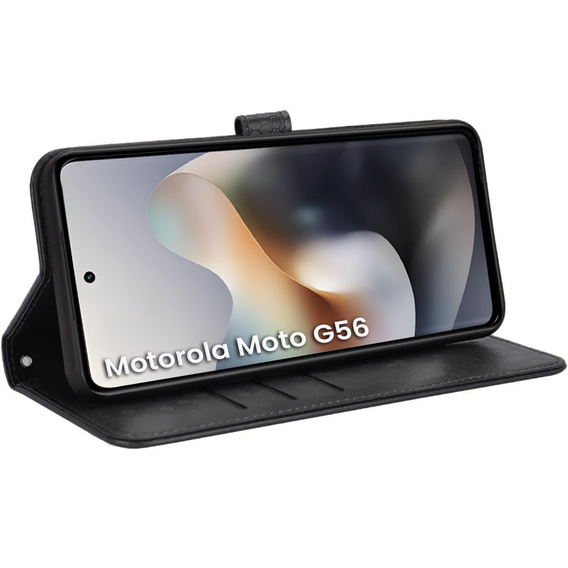 Etui z klapką do Motorola Moto G56 5G, Wallet Rhombus, czarne