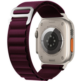 Pasek Nylonowy do Apple Watch 1/2/3/4/5/6/7/8/9/10/11/SE Ultra 1/2/3 42/44/45/46/49mm, Bordowy