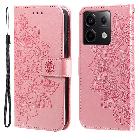 Etui z klapką do Xiaomi Redmi Note 13 Pro 5G, Mandala, różowe rose gold