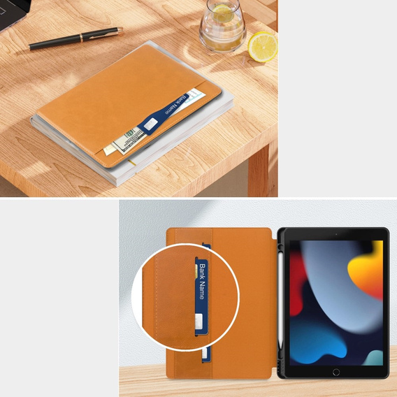 Etui do iPad 10.2" 2021/2020/2019 (9/8/7 gen.), Business Card and Pen Slot, brązowe