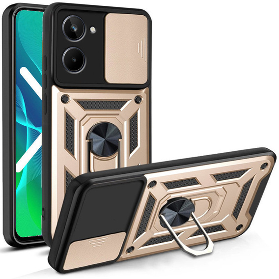 Etui pancerne do Realme 10 4G, CamShield Slide, złote