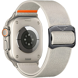 Pasek Nylonowy do Apple Watch 1/2/3/4/5/6/7/8/9/10/11/SE Ultra 1/2/3 42/44/45/46/49mm, elastyczny, Beżowy