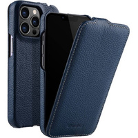 Etui MELKCO z klapką do iPhone 13 Pro, skórzane, flip, granatowe