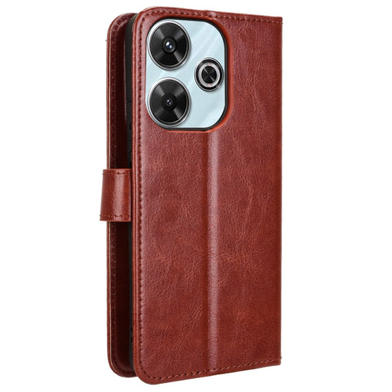 Etui z klapką do Xiaomi Redmi 13, Crazy Horse Wallet, brązowe