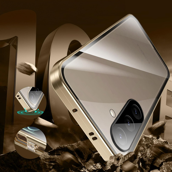 Etui do Samsung Galaxy A26 5G, Magnetic Dual Glass, złote