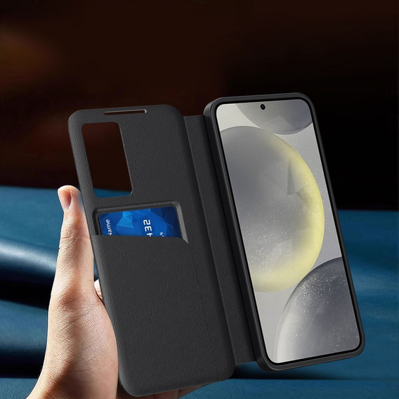 Etui z klapką do Samsung Galaxy A55 5G – czarne, Smart View Wallet z kieszenią na kartę