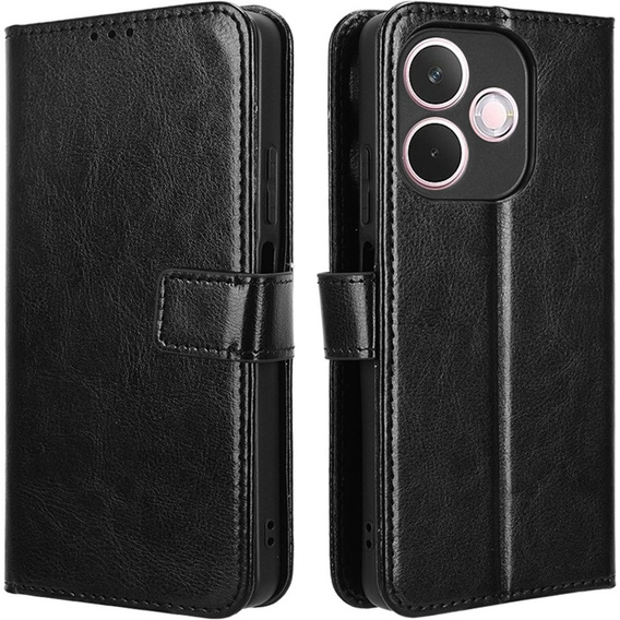 Etui z klapką do Oppo A5 Pro 5G, Crazy Horse Wallet, czarne