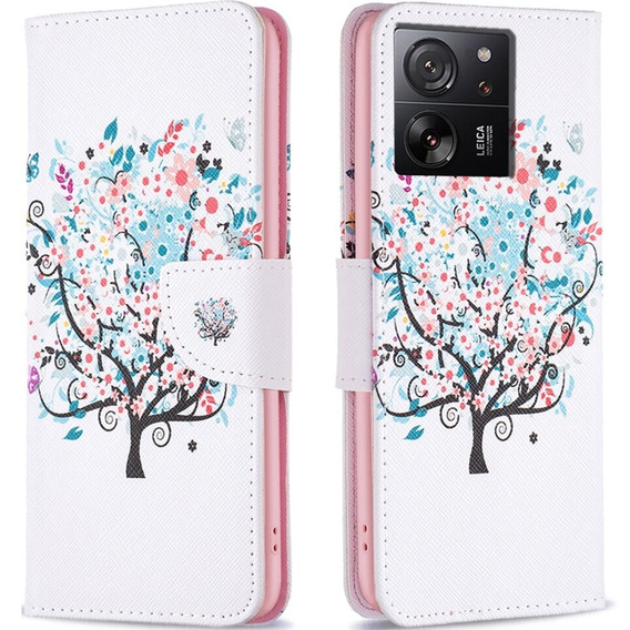 Etui z klapką do Xiaomi 13T / 13T Pro, Wallet, Colorful Tree białe