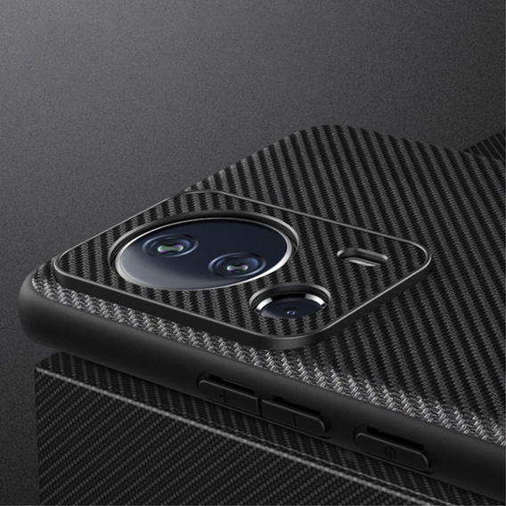 Etui skórzane do Xiaomi 13 Lite, Obudowa leather hybrid, Carbon Case, Czarne