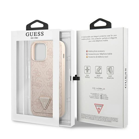 Etui GUESS do iPhone 13 Pro, 4G Triangle Logo Cardslot, różowe