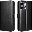 Etui z klapką do Oppo Reno 14, z teksturą Crazy Horse, czarne
