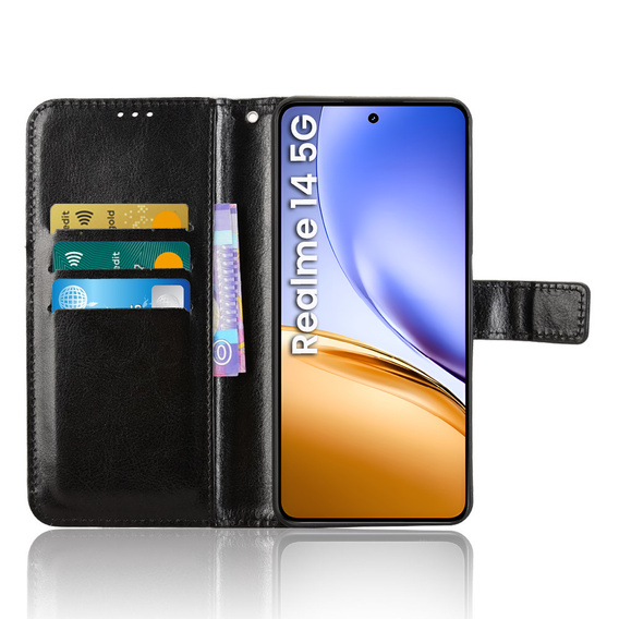 Etui z klapką do Realme 14 5G / Realme 14T 5G, Crazy Horse Wallet, czarne