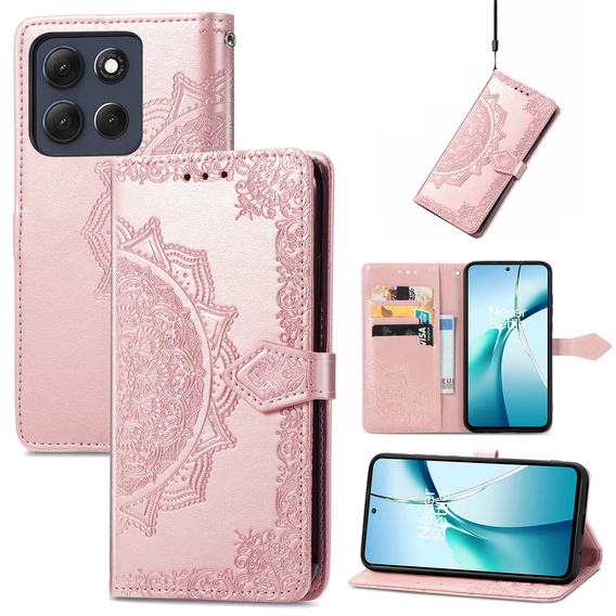 Etui portfelowe z motywem kwiatowym do Motorola Moto G86 5G – Różowe