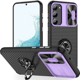 Etui do Samsung Galaxy S23 Plus, Camera Slide Ring, czarne / fioletowe
