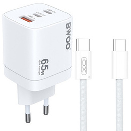 Ładowarka sieciowa BWOO CDA147 65W GaN, 2xUSB-C 1x USB-A + Kabel USB-C 1M