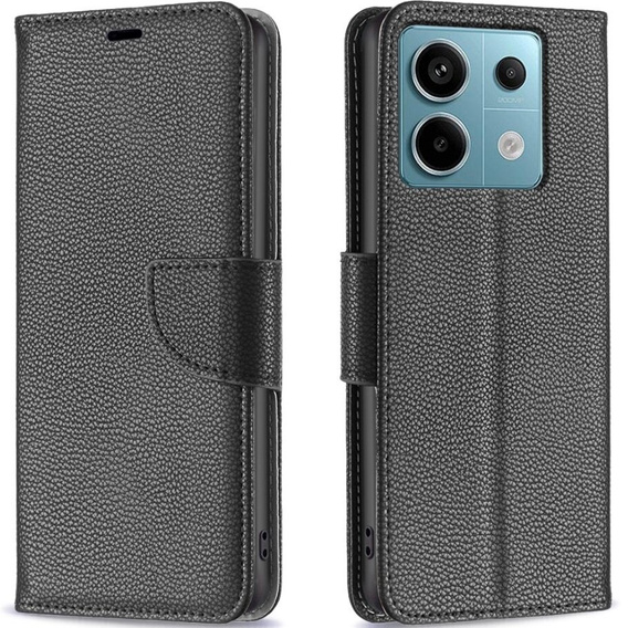 Etui z klapką do Xiaomi Redmi Note 13 Pro 5G, Wallet Litchi Leather, czarne