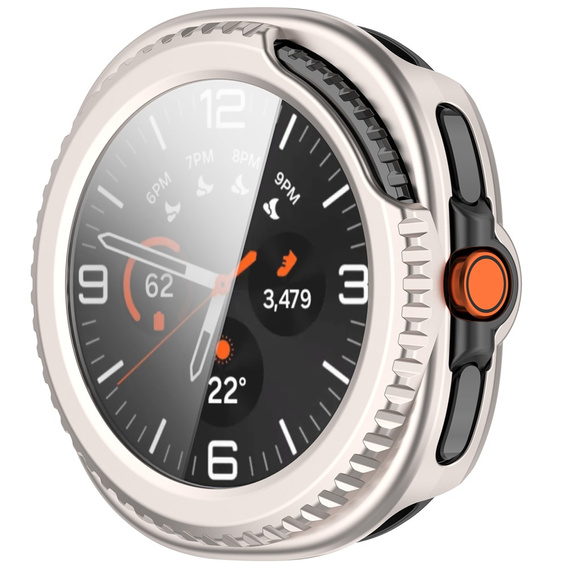 2w1 Etui + Szkło Hartowane do Samsung Galaxy Watch 8 Classic 46mm, Beżowe