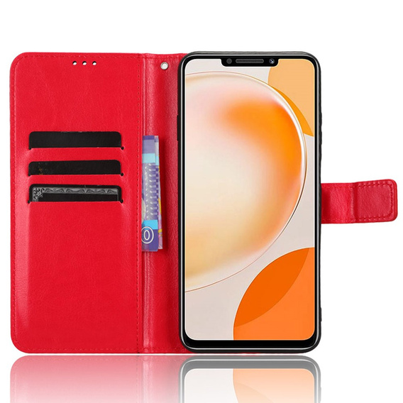 Etui z klapką do Huawei Nova Y91 4G, Crazy Horse Wallet, czerwone