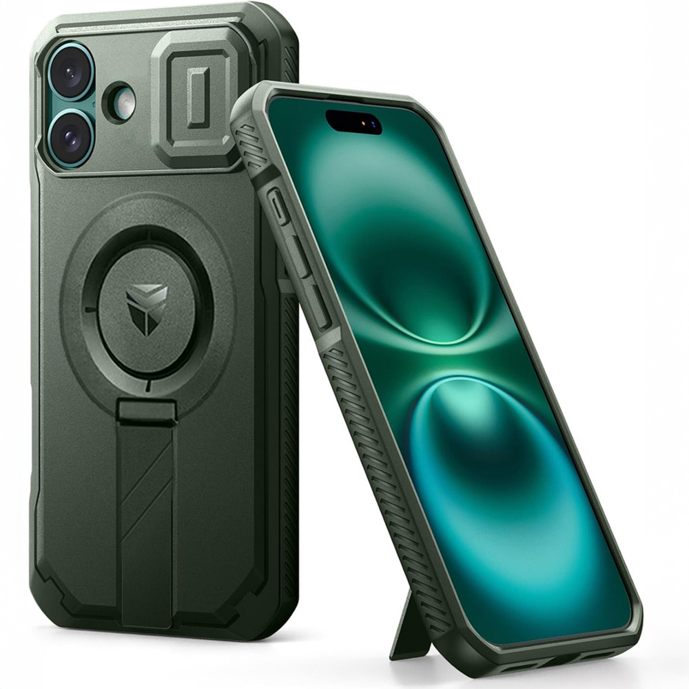 Etui Dexnor do iPhone 16 Plus z magnetycznym mocowaniem i ochroną aparatu – zielone