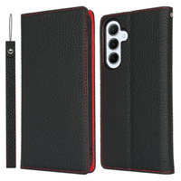 Etui z klapką do Samsung Galaxy S25, Litchi Skin Grain, czarne