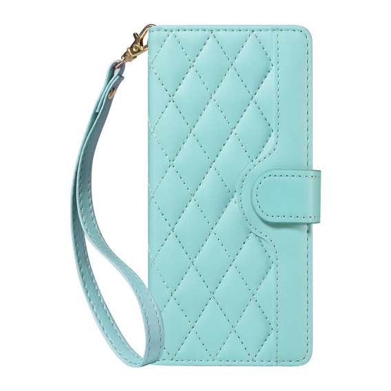 Etui z klapką do Xiaomi Redmi Note 14 Pro 5G / Xiaomi Redmi Note 14 Pro+ 5G / Xiaomi Poco X7 5G, Rhombus Crossbody Leather, zielone