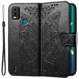 Etui z klapką do Nokia C21 Plus, Butterfly, czarne