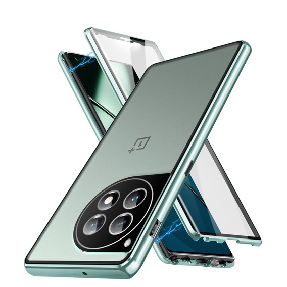 Etui do OnePlus 12 5G, Magnetic Dual Glass, zielone