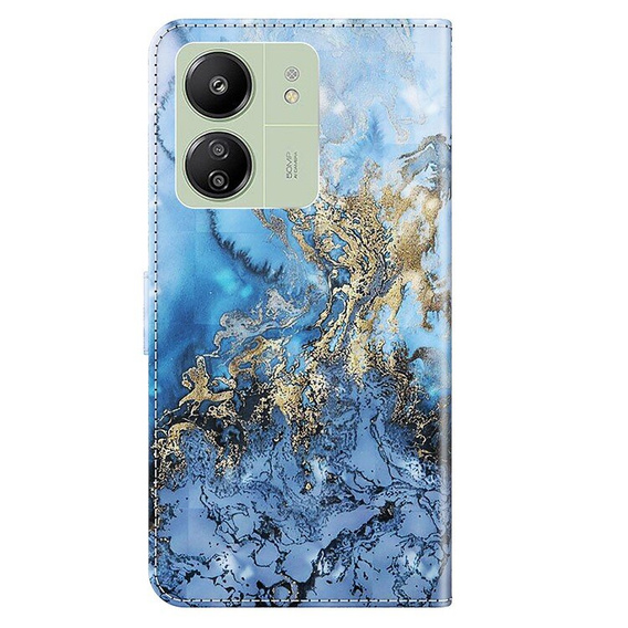 Etui z klapką do Xiaomi Redmi 13C / Poco C65, Wallet, Marble niebieskie