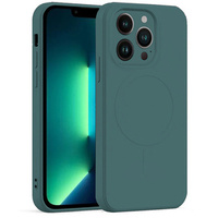 Zestaw Etui Silicone Mag Cover do iPhone 13 Pro, ciemno zielone + Szkło